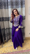 Purple Drape Skirt Set with Embroidered High-Low Top - view 20