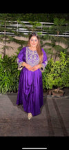 Purple Drape Skirt Set with Embroidered High-Low Top - view 28