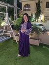 Purple Drape Skirt Set with Embroidered High-Low Top - view 31