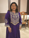 Purple Drape Skirt Set with Embroidered High-Low Top - view 32