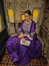 Purple Drape Skirt Set with Embroidered High-Low Top - view 34