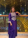Purple Drape Skirt Set with Embroidered High-Low Top - view 35
