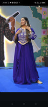 Purple Drape Skirt Set with Embroidered High-Low Top - view 4