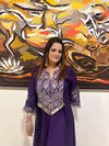 Purple Drape Skirt Set with Embroidered High-Low Top - view 40