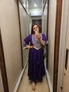 Purple Drape Skirt Set with Embroidered High-Low Top - view 42
