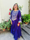 Purple Drape Skirt Set with Embroidered High-Low Top - view 44