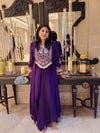 Purple Drape Skirt Set with Embroidered High-Low Top - view 47