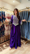Purple Drape Skirt Set with Embroidered High-Low Top - view 8