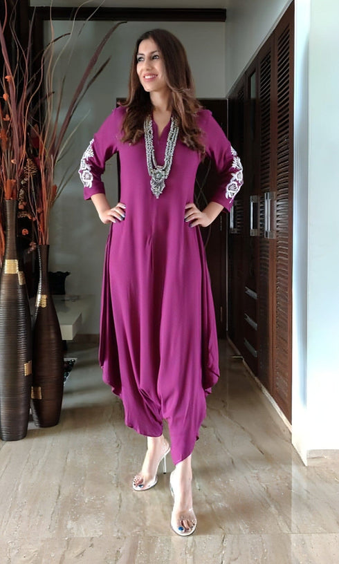 Purple Embroidery Jumpsuit