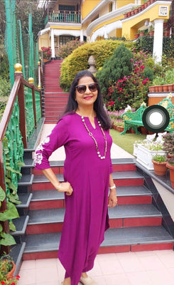 Purple Embroidery Jumpsuit - view 11