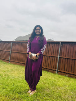 Purple Embroidery Jumpsuit - view 12