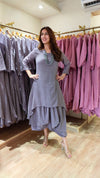 Purple Mul Drape Dress with Neckpiece - view 2
