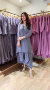 Purple Mul Drape Dress with Neckpiece - view 4
