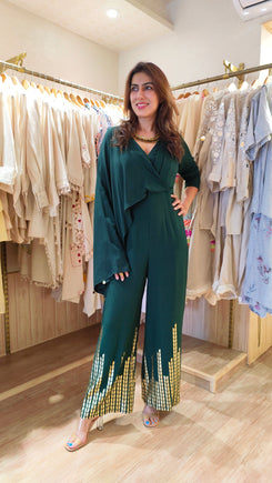 Raveena Drape Green Jumpsuit - view 3