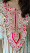 Raw Silk Ivory Pink Embroidered Sharara Set - view 2