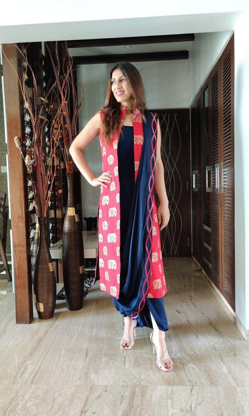 Red and Navy Blue Elephant Four Piece Set