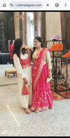 Red and Off White Koti Pathani Set - view 16