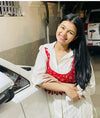 Red and Off White Koti Pathani Set - view 17