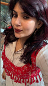 Red and Off White Koti Pathani Set - view 20