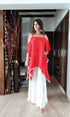 Red and White Sharara Set
