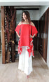 Red and White Sharara Set