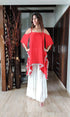 Red and White Sharara Set
