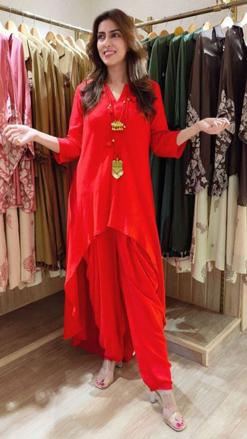 Red Coord Set with Necklaces