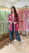 Red Grey Jaipuri Print With Lace Top and Pant - view 2