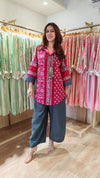 Red Grey Jaipuri Print With Lace Top and Pant - view 4
