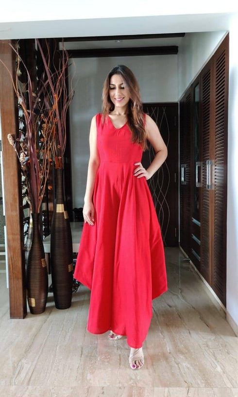 Red Jumpsuit with Flare