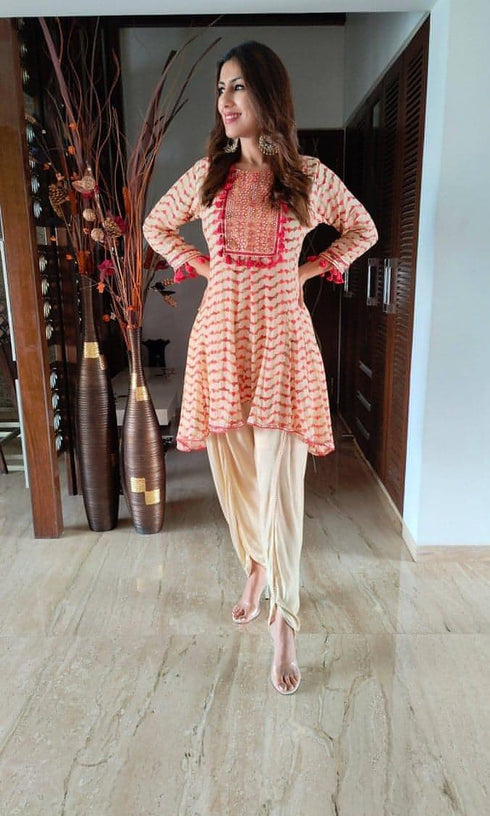 Red Mini Anarkali Set