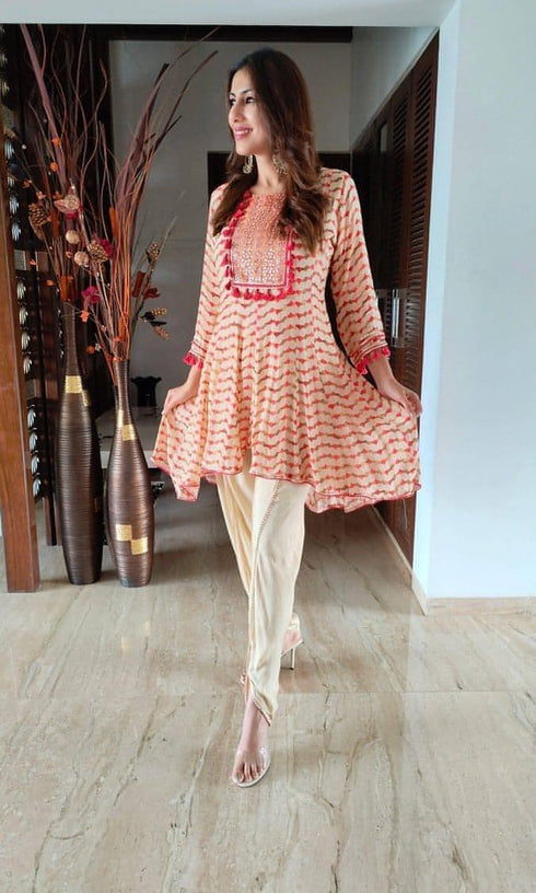 Red Mini Anarkali Set