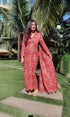 Red Shell Skirt Sari - Two Piece Set