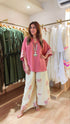 Pink Cream Kaftan Coord Set