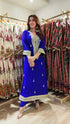 Embroidered Blue Long Yoke Kurta with Pant