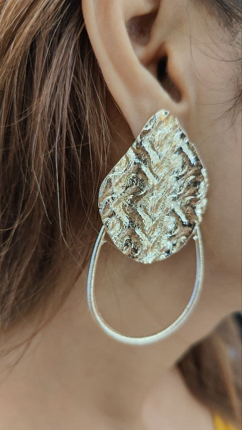 Metallic Drop Hoop Earrings