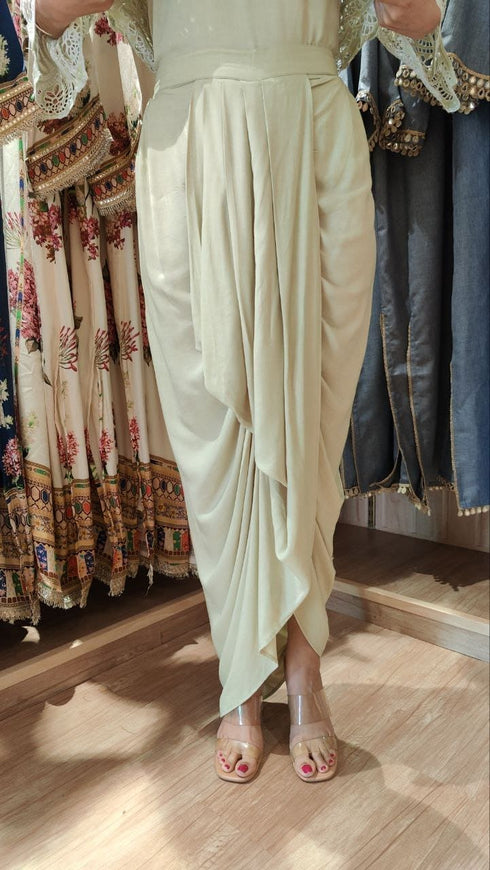 Green Cutwork Kurta with Dhoti and Singlet