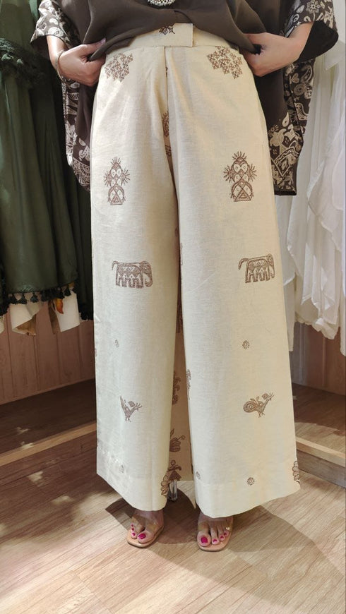 Brown Cream Kaftan Coord Set