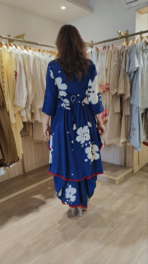 Blue Dhoti Skirt Dress