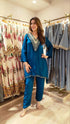 Mirror Blue C Cut Kurta With Pants