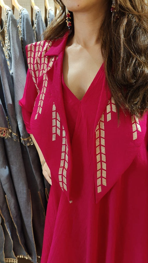 Pink Drape One Piece-dress with Jacket