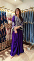 Purple Drape Skirt Set with Embroidered High-Low Top