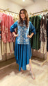 Panihari Blue High Low Kurta with Ghera Skirt
