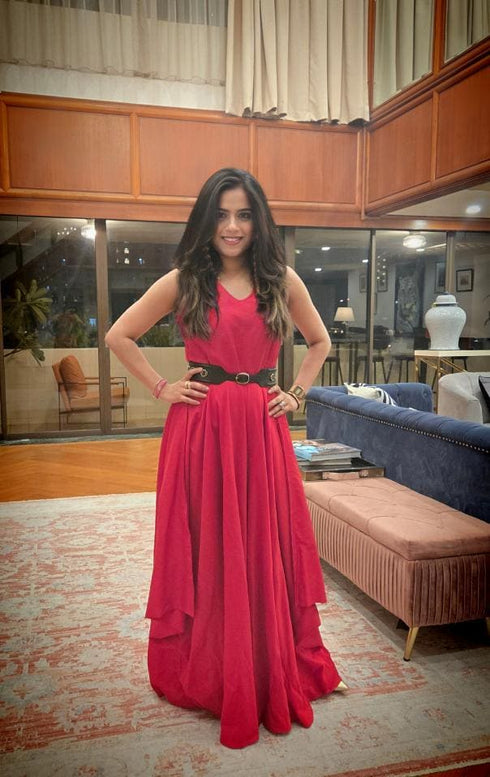 Red Jumpsuit with Flare