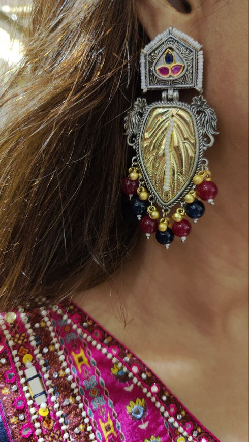 Black And Red Leaf Earring