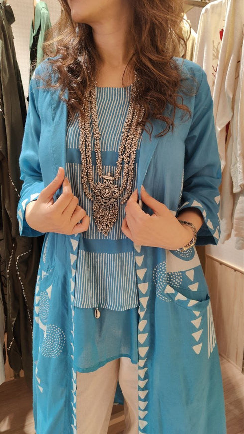 Three Piece Light Blue Cargo Coord Set