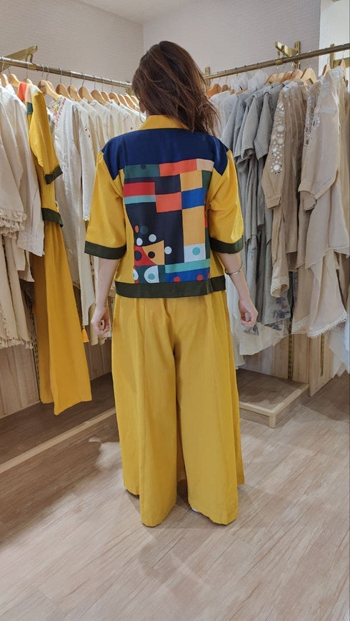 Mustard Yellow Jumpsuit with Bomber Jacket