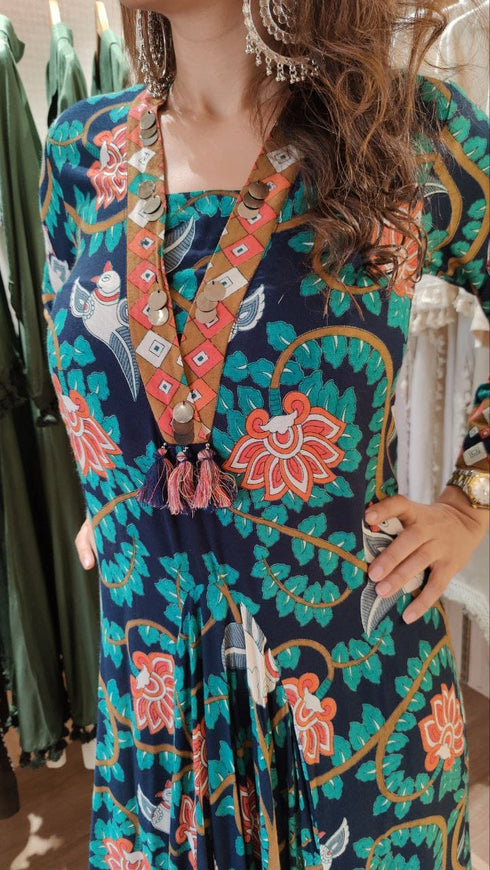 Floral Green A-Line Dress