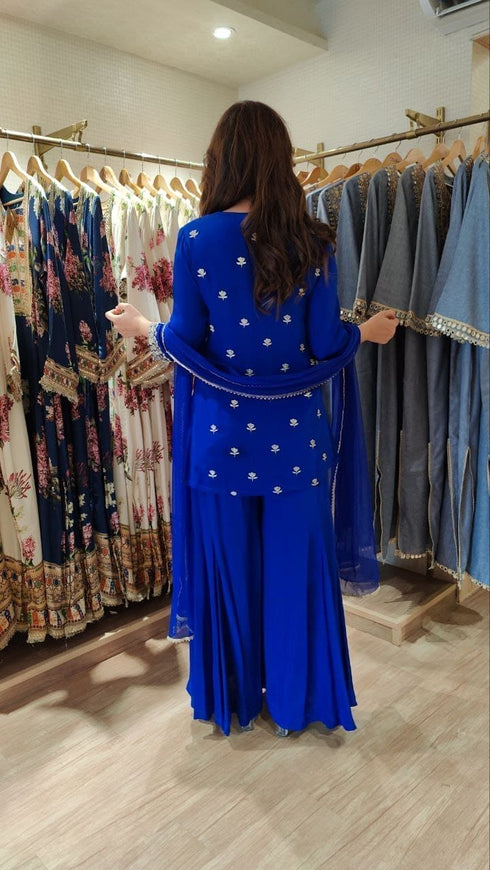 Royal Blue Sharara Set