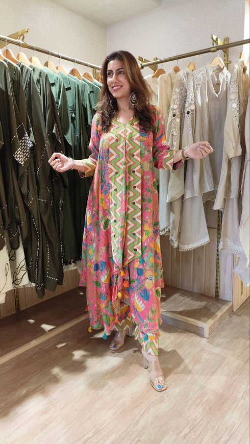 Peach Pink Butterfly Coord Set